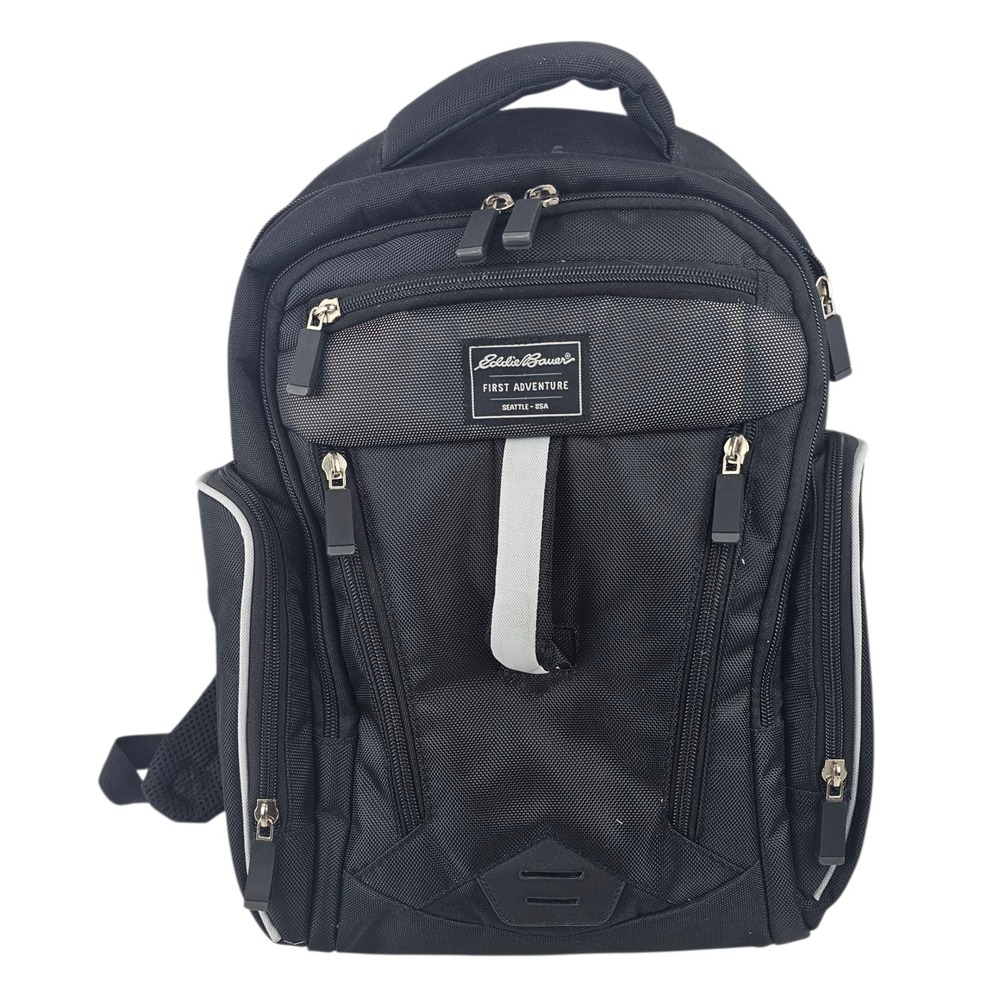 Eddie Bauer First Adventure Diaper Backpack Bag Black Convertible Organizer